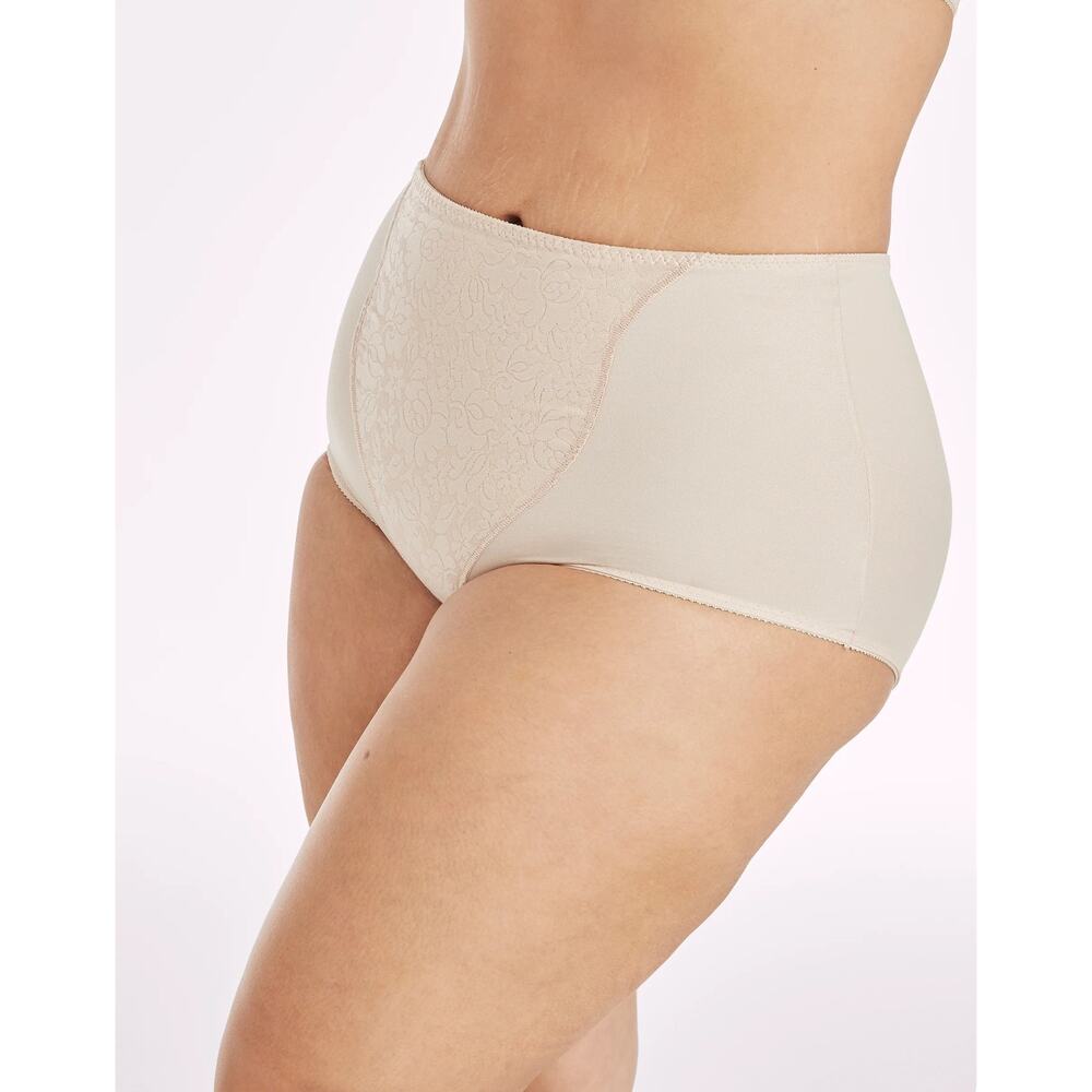 Bali Women's Large Soft Taupe Lace Panel Shaping Brief Panties Underwear E20-1